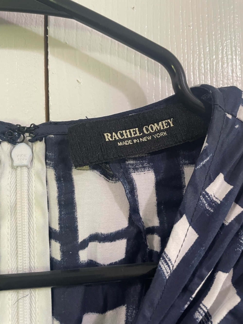RACHEL COMEY Cotton Navy and White Tranch Dress Women's Size 6 - Picture 9 of 12